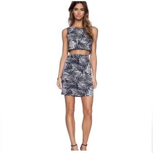 Bailey 44 Paradise Cove Dress Navy White Mini Palm Tree Mesh Midriff Sz Large